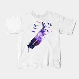 Galaxy Feather Kids T-Shirt